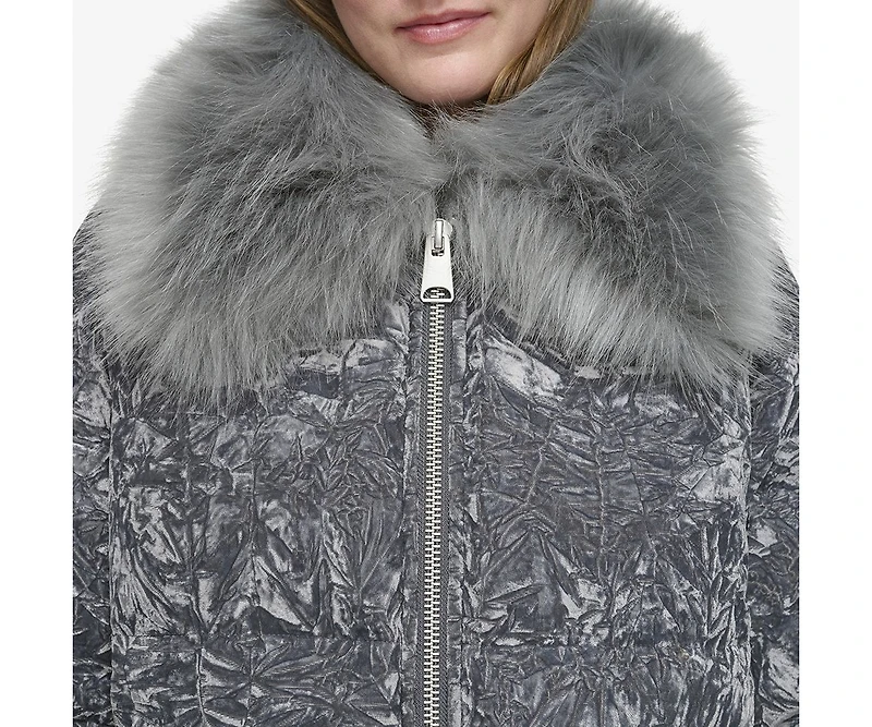 Andrew Marc Black Label Women's Charleroi Crushed Velvet Down Puffer