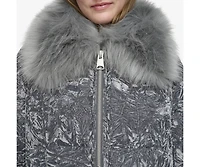 Andrew Marc Black Label Women's Charleroi Crushed Velvet Down Puffer