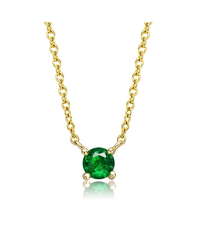 GiGiGirl Kids 14K Gold Plated Overlay Green Cubic Zirconia Stud Necklace