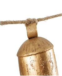 Rosemary Lane Metal Tibetan Inspired String Hanging Decorative Cow Bell with Jute Hanging Rope