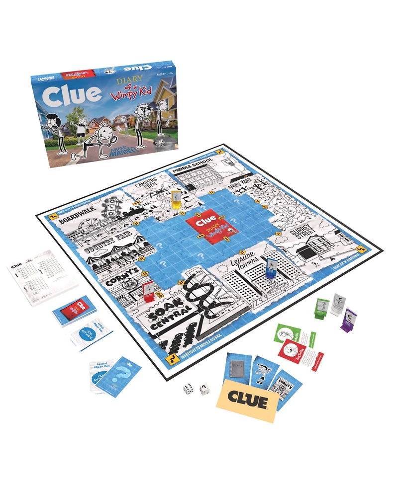 Clue Diary of a Wimpy Kid Board Game with Custom Tokens, 69 Pieces