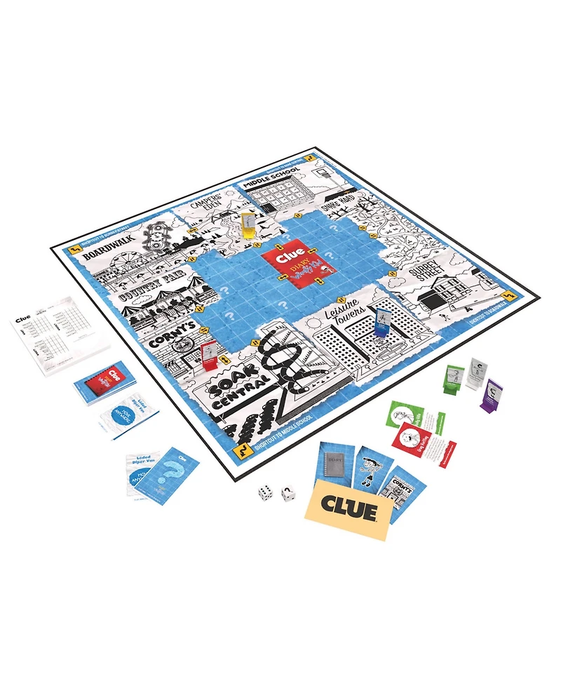 Clue Diary of a Wimpy Kid Board Game with Custom Tokens, 69 Pieces