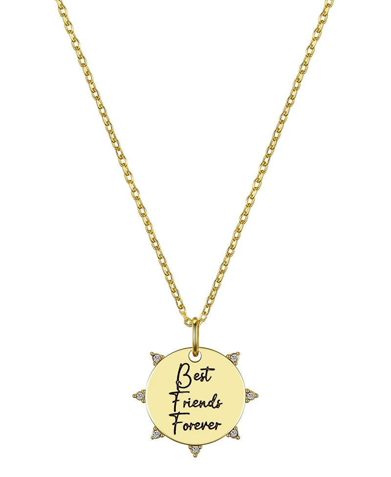 Unwritten 14K Gold Plated and Crystal Best Friends Forever Pendant Necklace