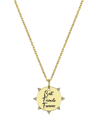 Unwritten 14K Gold Plated and Crystal Best Friends Forever Pendant Necklace