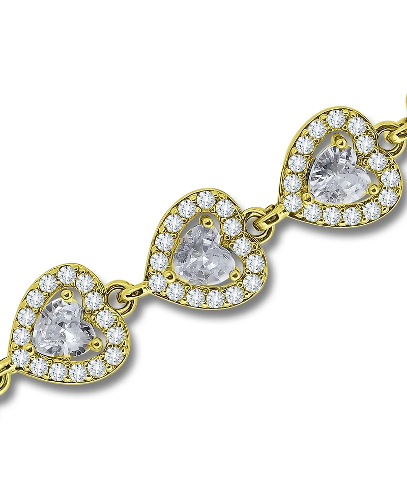 Macy's Cubic Zirconia Heart Halo Link Bracelet