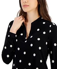 Anne Klein Women's Split-Neck Pearl-Dot Top