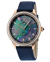 GV2 by Gevril Women's Swiss Quartz Siena Blue Leather Watch 38mm