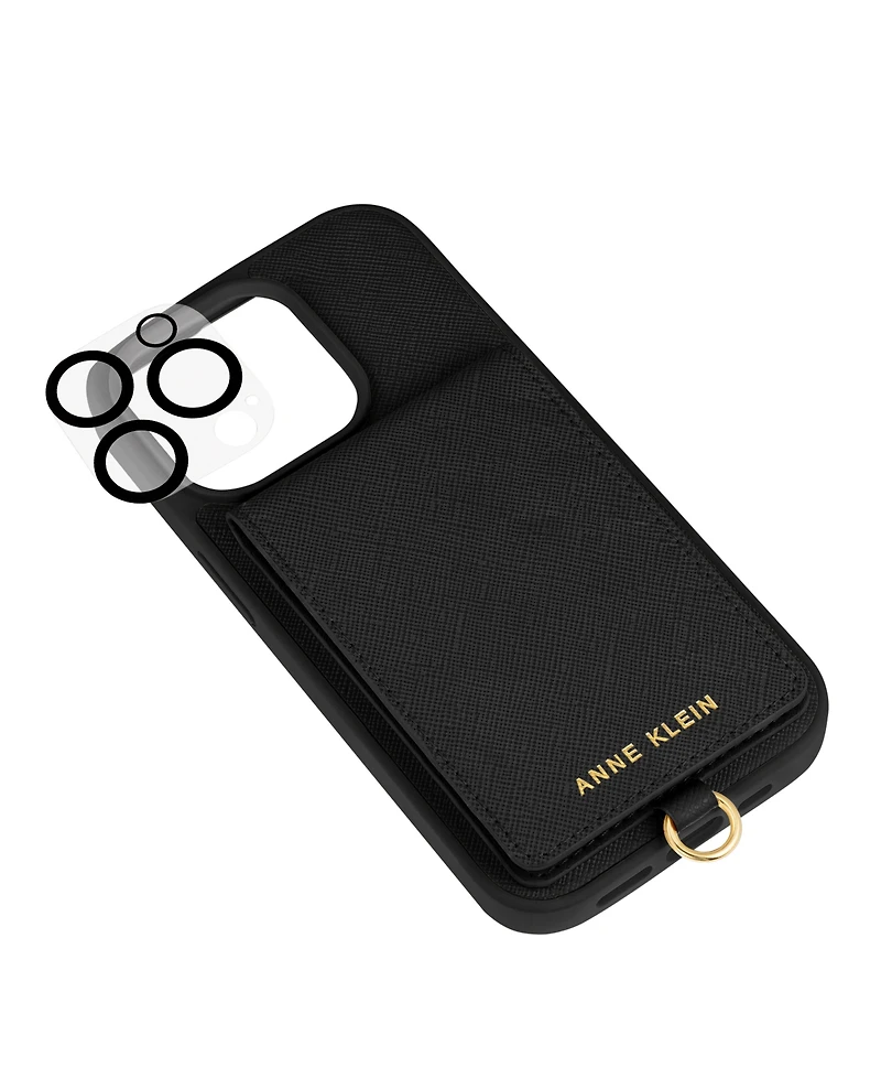 Anne Klein Women's Black Saffiano Leather iPhone Pro Case