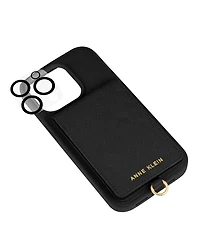 Anne Klein Women's Black Saffiano Leather iPhone Pro Case