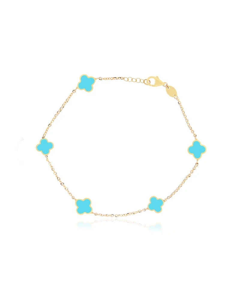The Lovery Mini Turquoise Clover Bracelet 14K Gold