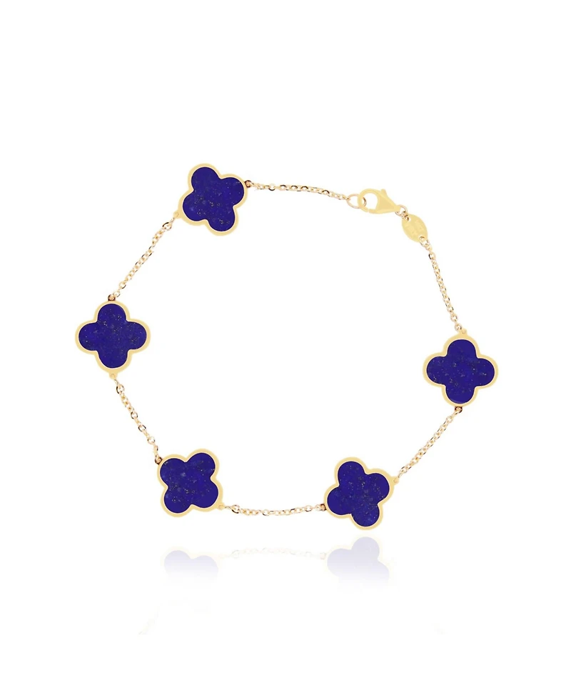The Lovery Large Lapis Clover Bracelet 14K Gold