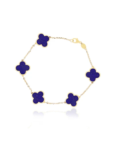 The Lovery Large Lapis Clover Bracelet 14K Gold