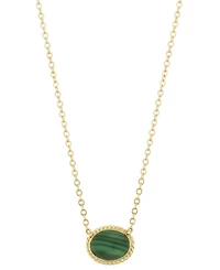 Malachite Oval Rope-Framed Pendant Necklace 14k Gold, 18" + 1" extender (Also Lapis Lazuli)
