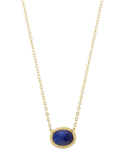 Malachite Oval Rope-Framed Pendant Necklace 14k Gold, 18" + 1" extender (Also Lapis Lazuli)