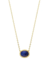 Malachite Oval Rope-Framed Pendant Necklace 14k Gold, 18" + 1" extender (Also Lapis Lazuli)