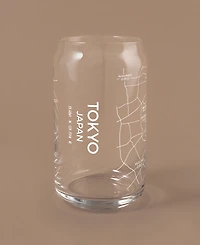 Narbo The Can Tokyo Map 16 oz Everyday Glassware, Set of 2