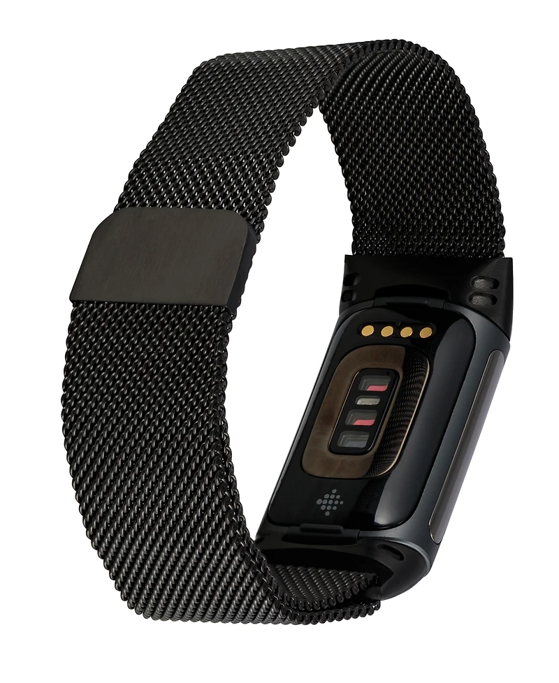 WITHit Black Stainless Steel Mesh Band Compatible with Fitbit Charge 5 and 6