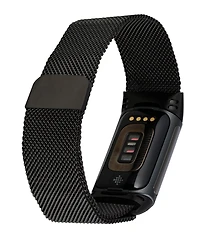 WITHit Black Stainless Steel Mesh Band Compatible with Fitbit Charge 5 and 6