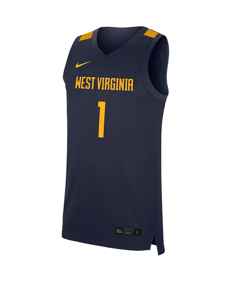 Men's Nike #1 Navy West Virginia Mountaineers Replica Jersey