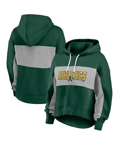 Women's Fanatics Green Oakland Athletics Filled Stat Sheet Pullover Hoodie