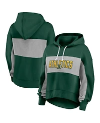 Women's Fanatics Green Oakland Athletics Filled Stat Sheet Pullover Hoodie