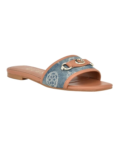 Guess Women's Hammi One Band with Logo and Hardware Flat Sandals