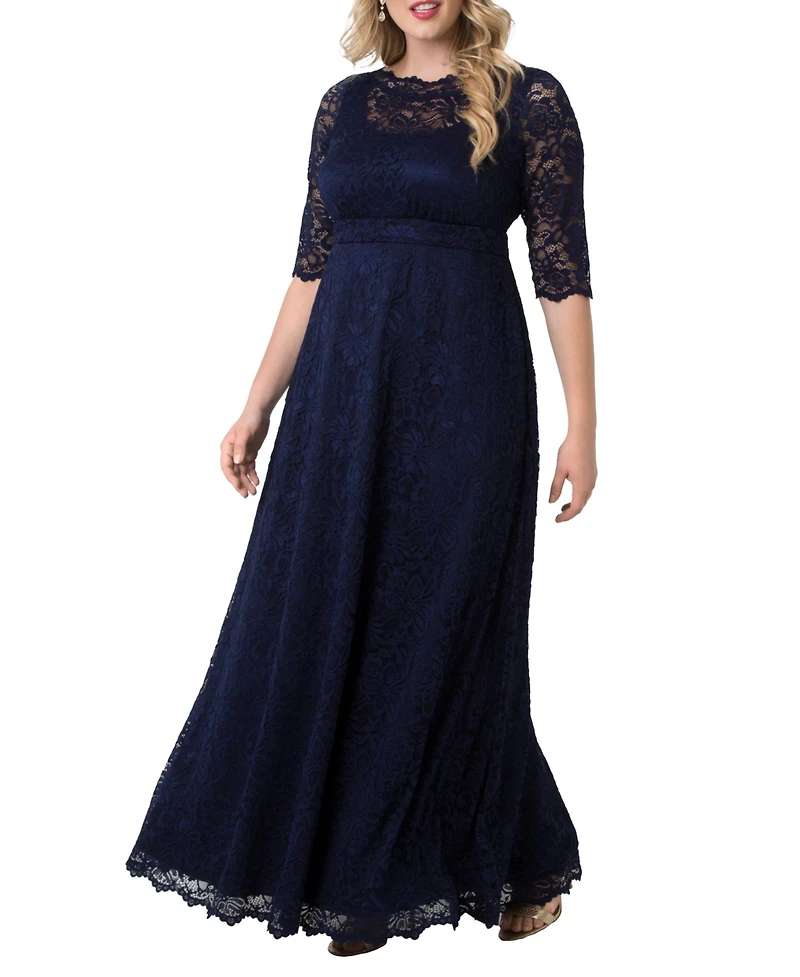Kiyonna Plus Size Women'sPlus Leona Lace Long Formal Gown