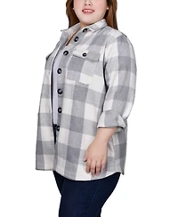 Ny Collection Plus Size Long Sleeve Twill Shirt Jacket