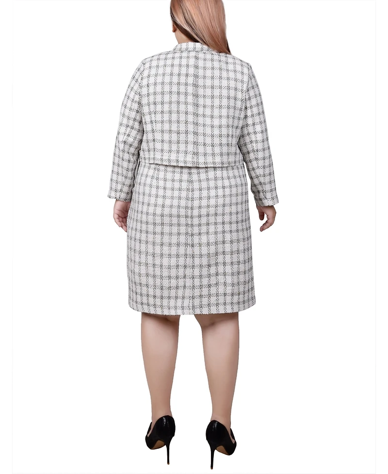 Ny Collection Plus Long Sleeve Jacket and Tweed Dress, 2 Piece Set