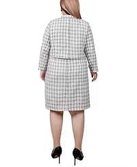 Ny Collection Plus Long Sleeve Jacket and Tweed Dress, 2 Piece Set