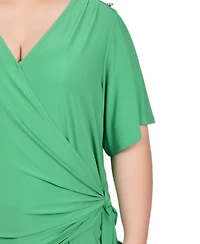 Ny Collection Plus Short Sleeve Wrap Top