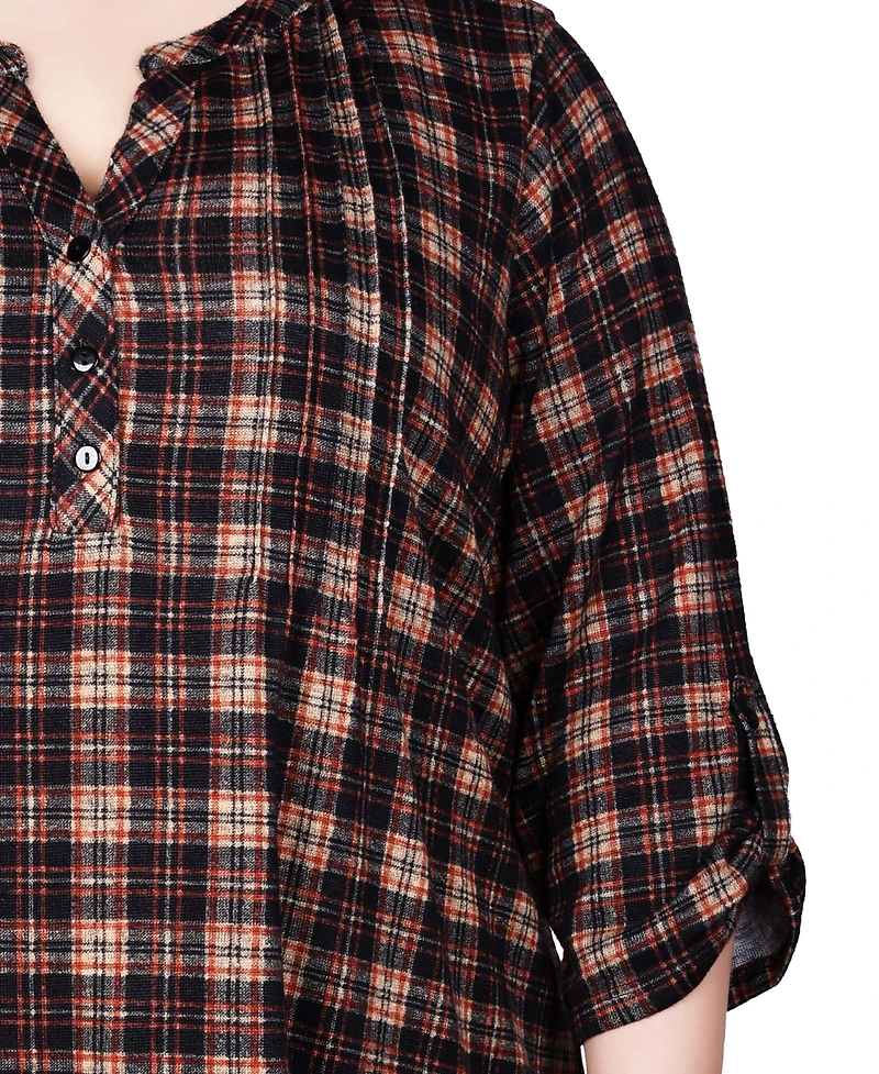 Ny Collection Plus 3/4 Roll Sleeve Top