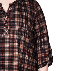 Ny Collection Plus 3/4 Roll Sleeve Top