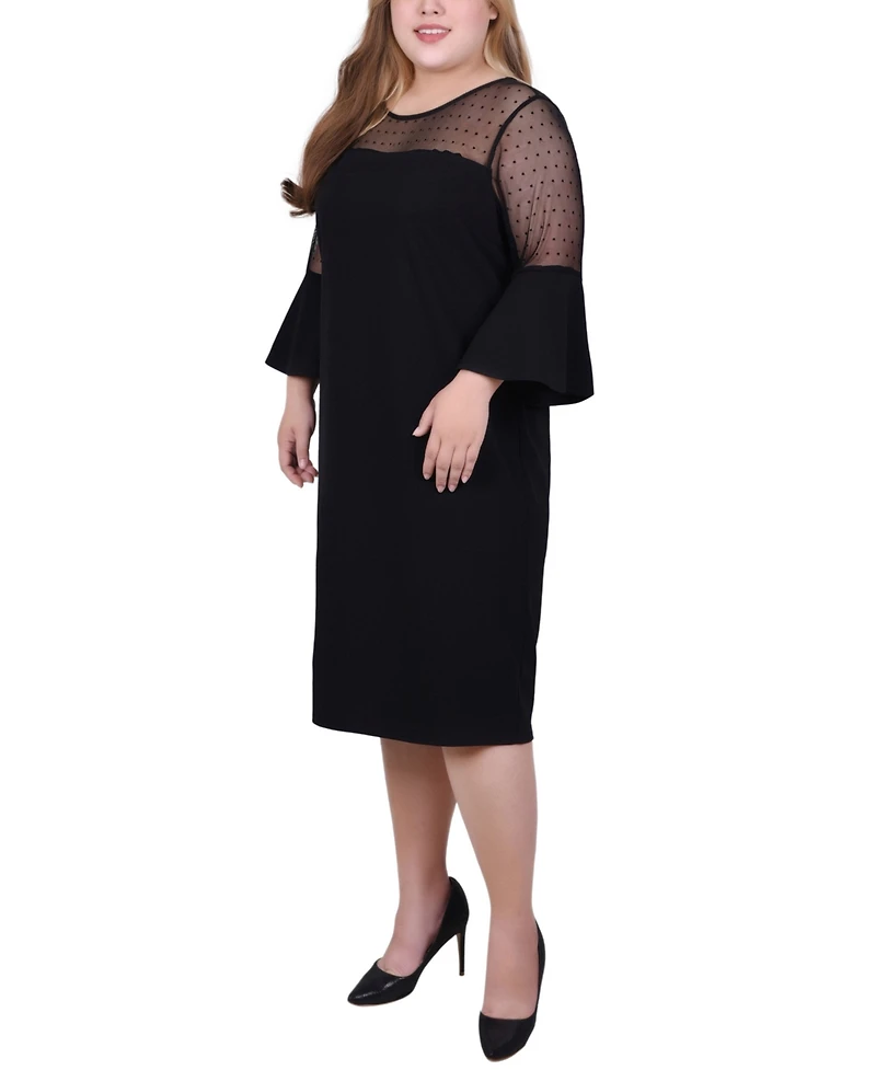 Ny Collection Plus Illusion Neck Scuba Dress