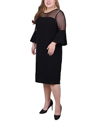 Ny Collection Plus Illusion Neck Scuba Dress