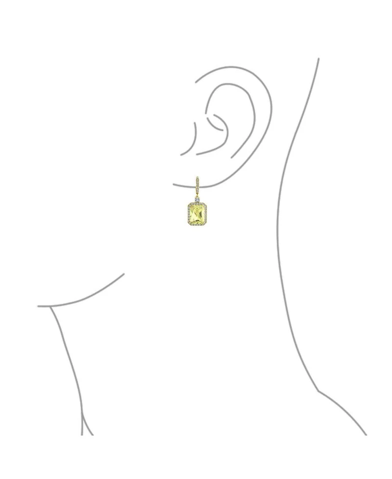 Statement Fashion 10CT Emerald Cut Cz Halo Dangle Huggie Dangle Earrings Prom Cubic Zirconia