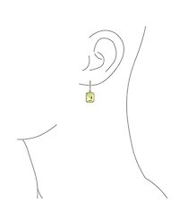 Statement Fashion 10CT Emerald Cut Cz Halo Dangle Huggie Dangle Earrings Prom Cubic Zirconia