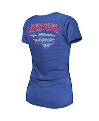 Women's Majestic Threads Royal Texas Rangers 2023 World Series Champions Local Ground Rules Roster Tri-Blend T-shirt