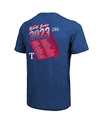Men's Majestic Threads Royal Texas Rangers 2023 World Series Champions Life Of The Party Tri-Blend Roster T-shirt