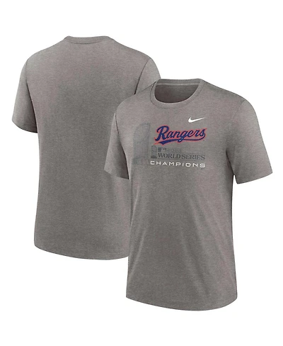 Men's Nike Heather Gray Texas Rangers 2023 World Series Champions Tri-Blend T-shirt
