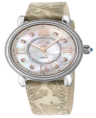 GV2 by Gevril Women's Marsala Cream Leather Watch 37mm