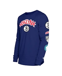 Men's New Era Blue Brooklyn Nets 2023/24 City Edition Long Sleeve T-shirt