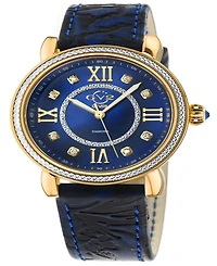 GV2 by Gevril Women's Marsala Blue Leather Watch 37mm