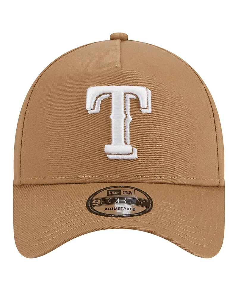 Men's New Era Khaki Texas Rangers A-Frame 9FORTY Adjustable Hat