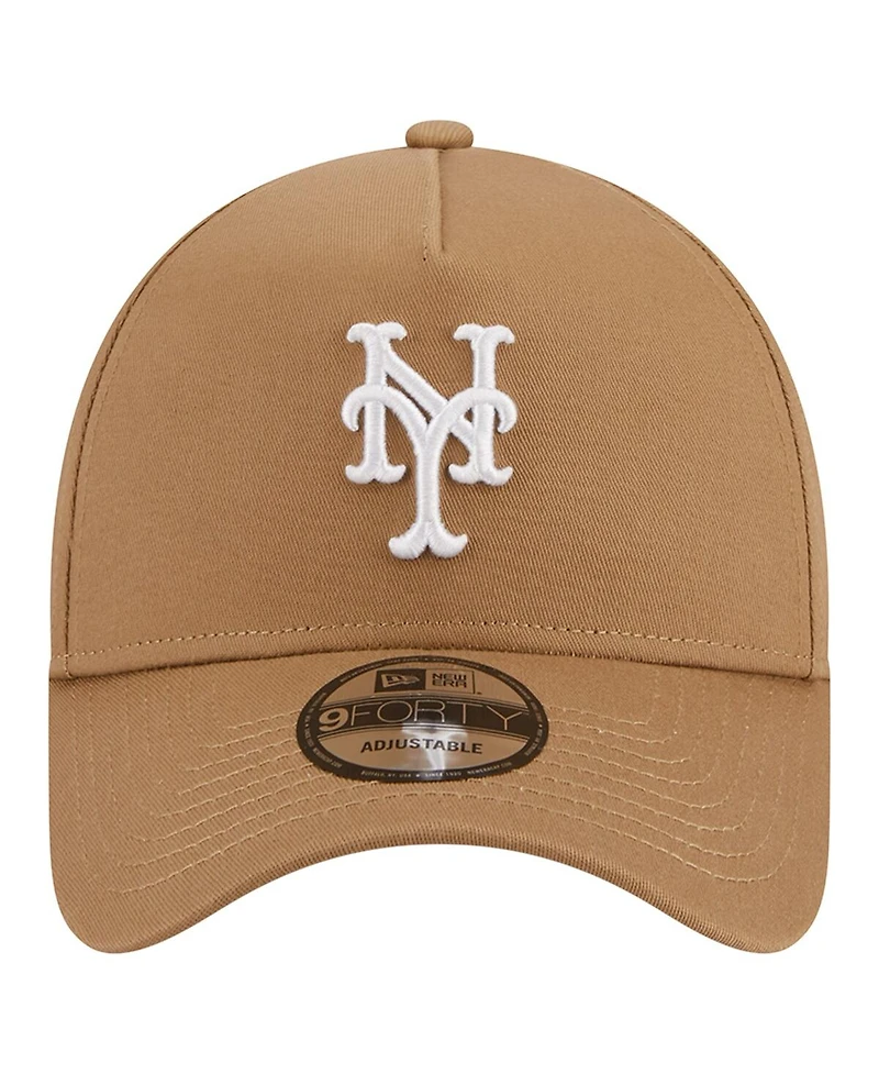 Men's New Era Khaki New York Mets A-Frame 9FORTY Adjustable Hat