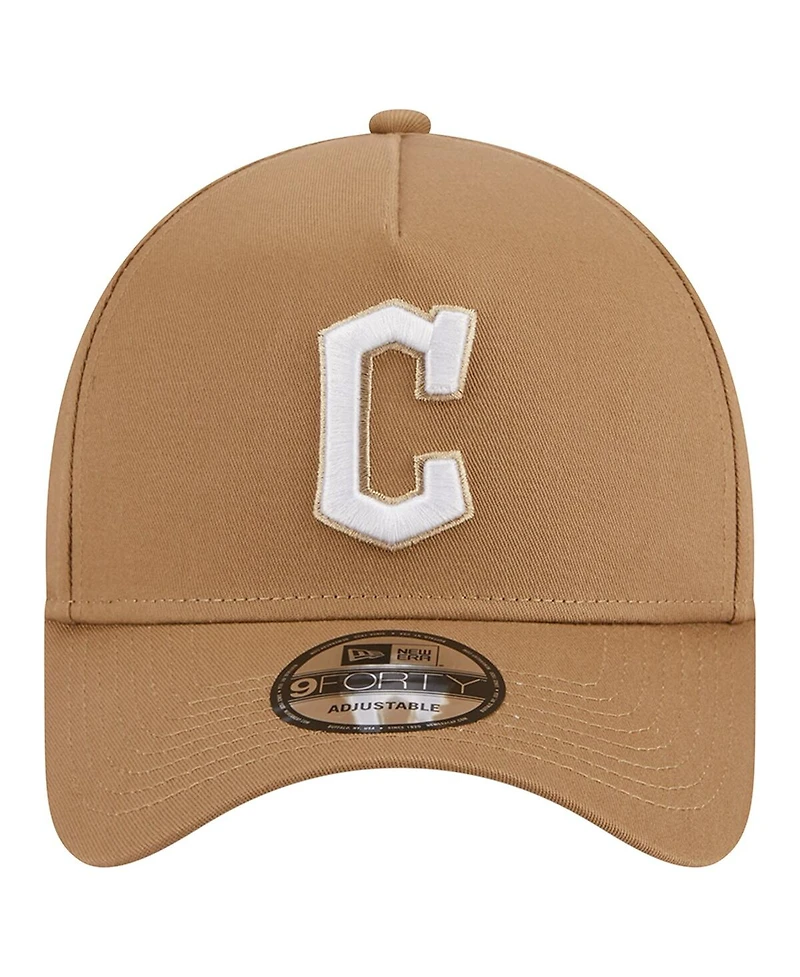 Men's New Era Khaki Cleveland Guardians A-Frame 9FORTY Adjustable Hat
