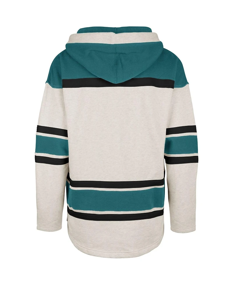 Men's '47 Brand Oatmeal San Jose Sharks Rockaway Lacer Pullover Hoodie