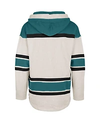 Men's '47 Brand Oatmeal San Jose Sharks Rockaway Lacer Pullover Hoodie