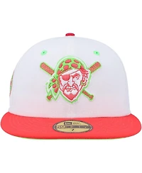 Men's New Era White, Coral Pittsburgh Pirates Three Rivers Stadium 30th Anniversary Strawberry Lolli 59FIFTY Fitted Hat