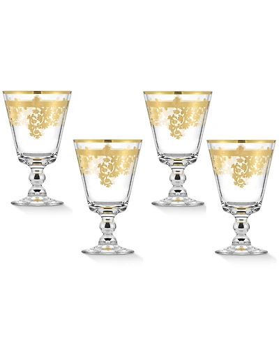 Lorren Home Trends Rosalie Gold Short Goblet, Set of 4